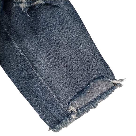 Express Mid Rise Medium Wash Ripped Raw Hem Skinny Ankle Jeans 8S - Picture 6 of 6